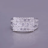 Sterling Silver Silver Three Rows Stone Ring Brand New
