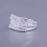 Sterling Silver Silver Three Rows Stone Ring Brand New