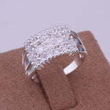 Sterling Silver Silver Three Rows Stone Ring Brand New