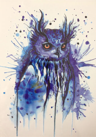 Blue Owl Waterproof Temporary Tattoo