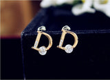 Sparkling Gold plated Letter D Stud Earrings