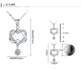 Double Heart Silver Pendant Necklace