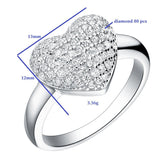 Sterling Silver White Gold Heart Ring Zirconia Brand New