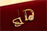 Sparkling Gold plated Letter D Stud Earrings