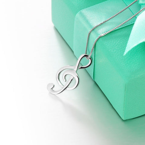 Musical Note Silver Pendant Necklace