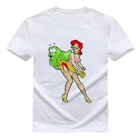 Ghostbusters Slimer Janine Adult Funny Cartoon T-Shirt