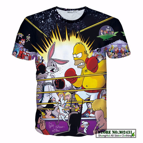 Homer Simpson Vs Bugs Bunny Funny Men's T-Shirt