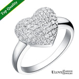 Sterling Silver White Gold Heart Ring Zirconia Brand New