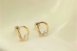 Sparkling Gold plated Letter D Stud Earrings