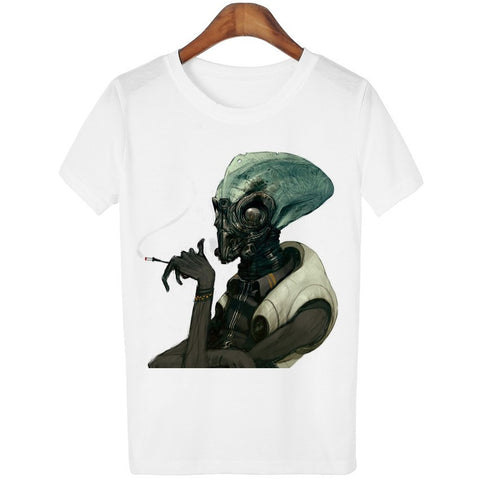 Smoking Alien Women's T Shirt