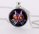 Legend of Zelda Majoras Mask Colorful owl Glass Round Pendant Charm Necklace