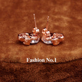 Gold Plated Skull Stud Earrings CZ  Diamond 18K