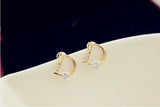 Sparkling Gold plated Letter D Stud Earrings