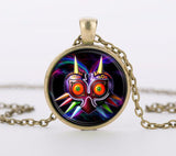 Legend of Zelda Majoras Mask Colorful owl Glass Round Pendant Charm Necklace