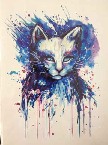 Blue Cat Waterproof Temporary Tattoo
