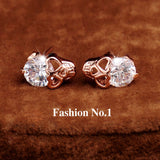 Gold Plated Skull Stud Earrings CZ  Diamond 18K