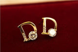 Sparkling Gold plated Letter D Stud Earrings