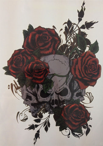 Three Skull And Rose Waterproof Temporary Tattoo