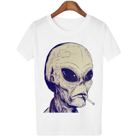 Smoking Alien Women's T Shirt