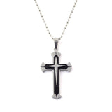 Stainless Steel Black Blue Cross Pendant Necklace