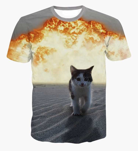 Kitten Action Movie Explosion Funny Men's T-Shirt