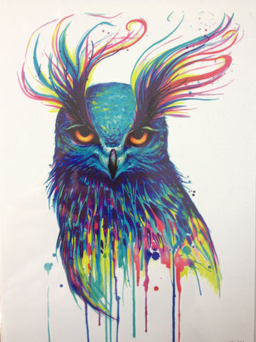 Colorful Beauty Owl Waterproof Temporary Tattoo