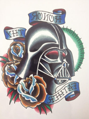 Skull Warrior Darth Vader Waterproof Temporary Tattoo