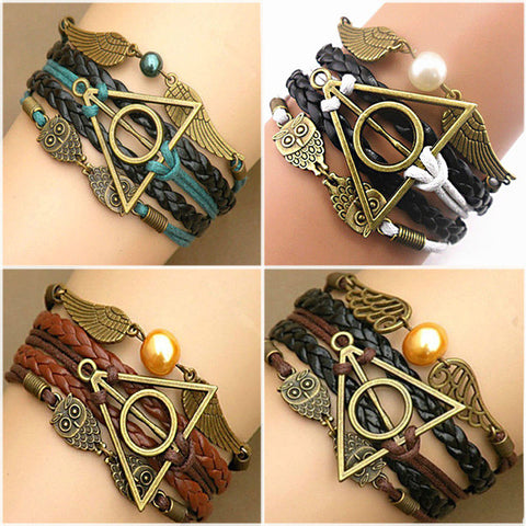 Harry Potter Deathly Hallows Vintage Owl Braided Bracelets