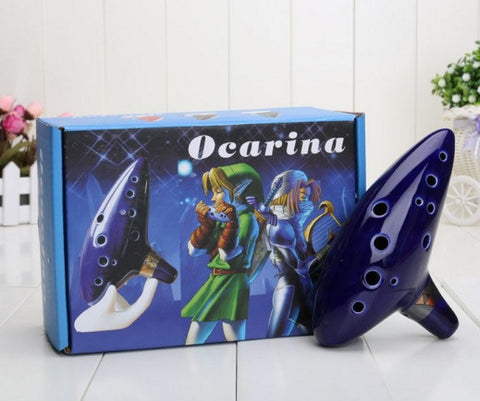 Legend of Zelda Ocarina of Time Blue 12 Holes Ceramic Alto C